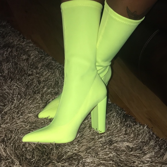 lime green sock heels
